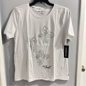 Karl Lagerfeld women's T-shirt with crystal bow accents Size: L